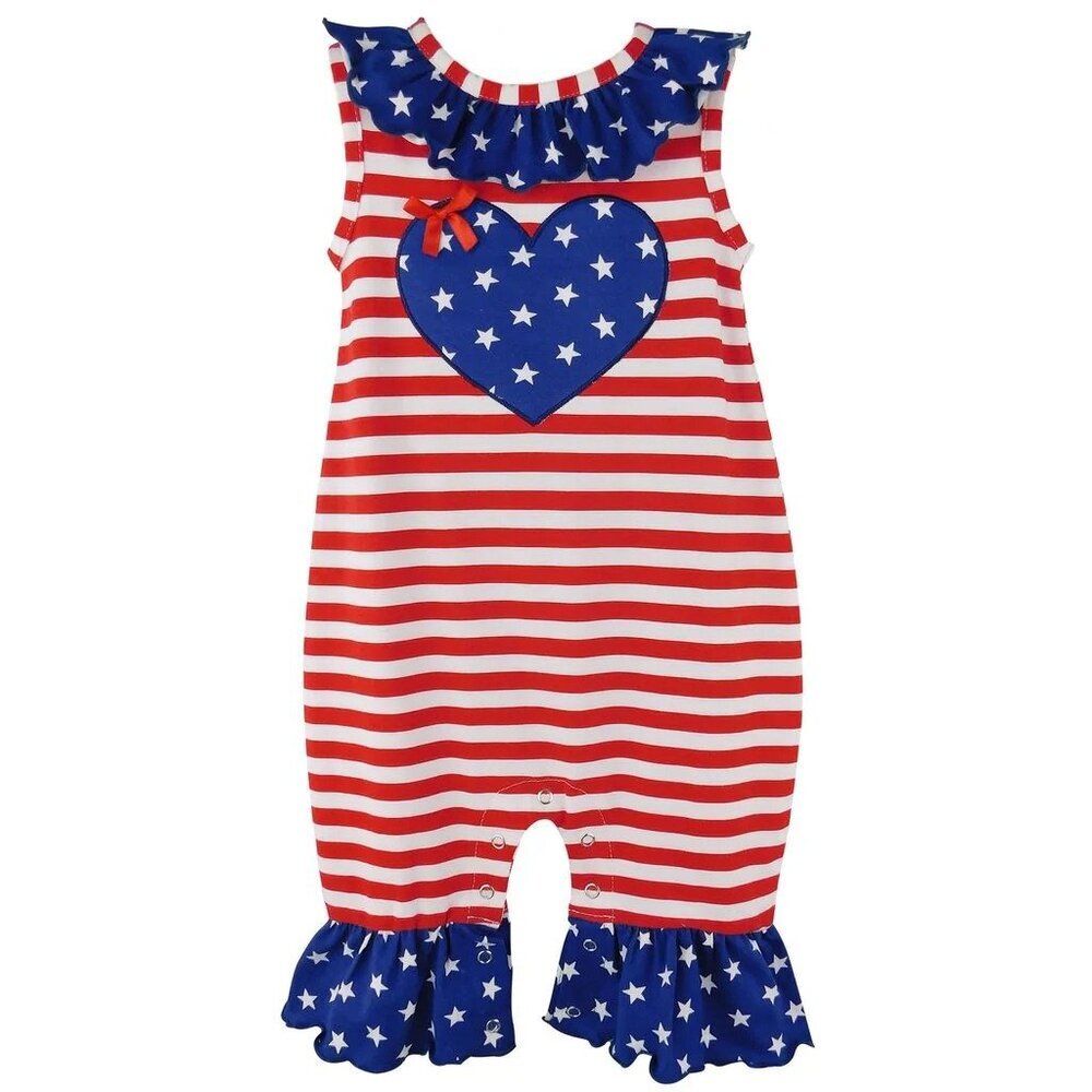 Ann Loren Baby Girls 6-12 Months‎ Americana Flag Heart One Piece Romper 1920